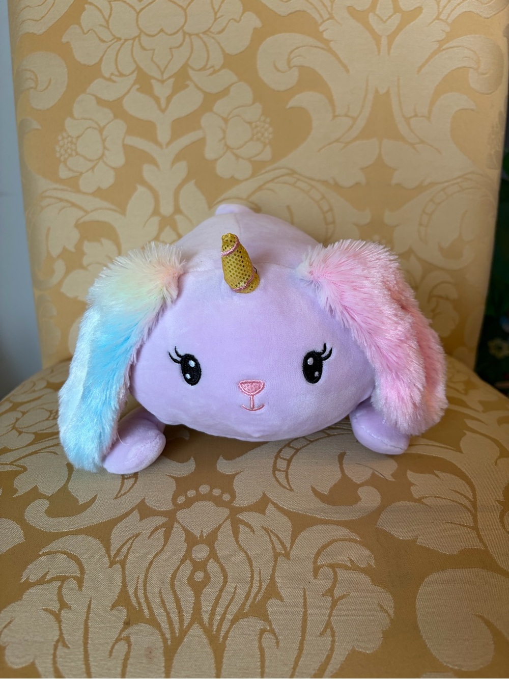 Squishmallows Pastel Pink Unicorn Bunny Plush with Rainbow Ears